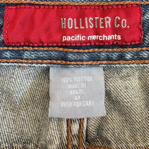 Y2K Hollister Boot Cut Flare Jeans Womens 8R Lace Up Fly Floral Embroidered RARE - Picture 7 of 16